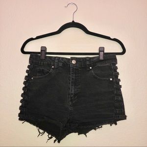 Windsor Black Jean Shorts with Cut Out Sides